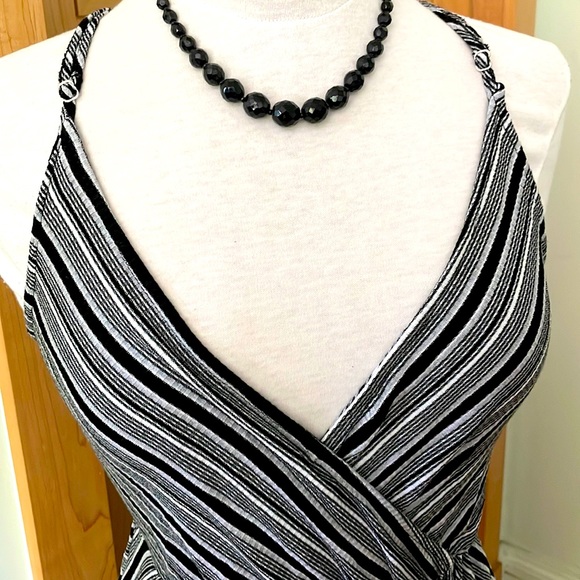 🇺🇸  Lush Sleeveless Black White and Grey Striped Maxi Dress, Size S - Picture 11 of 16